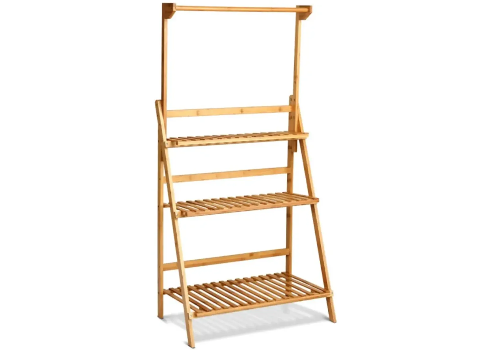 Hivvago 3 Tiers Bamboo Hanging Folding Plant Shelf Stand