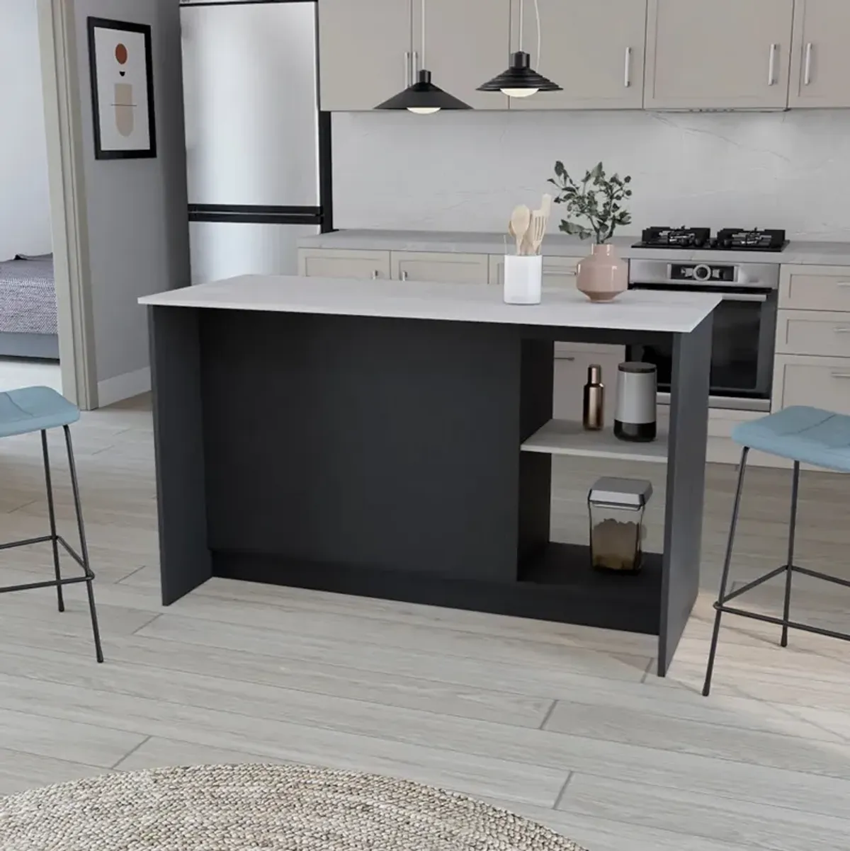 Kitchen Island Padua, Kitchen, Black / Onyx