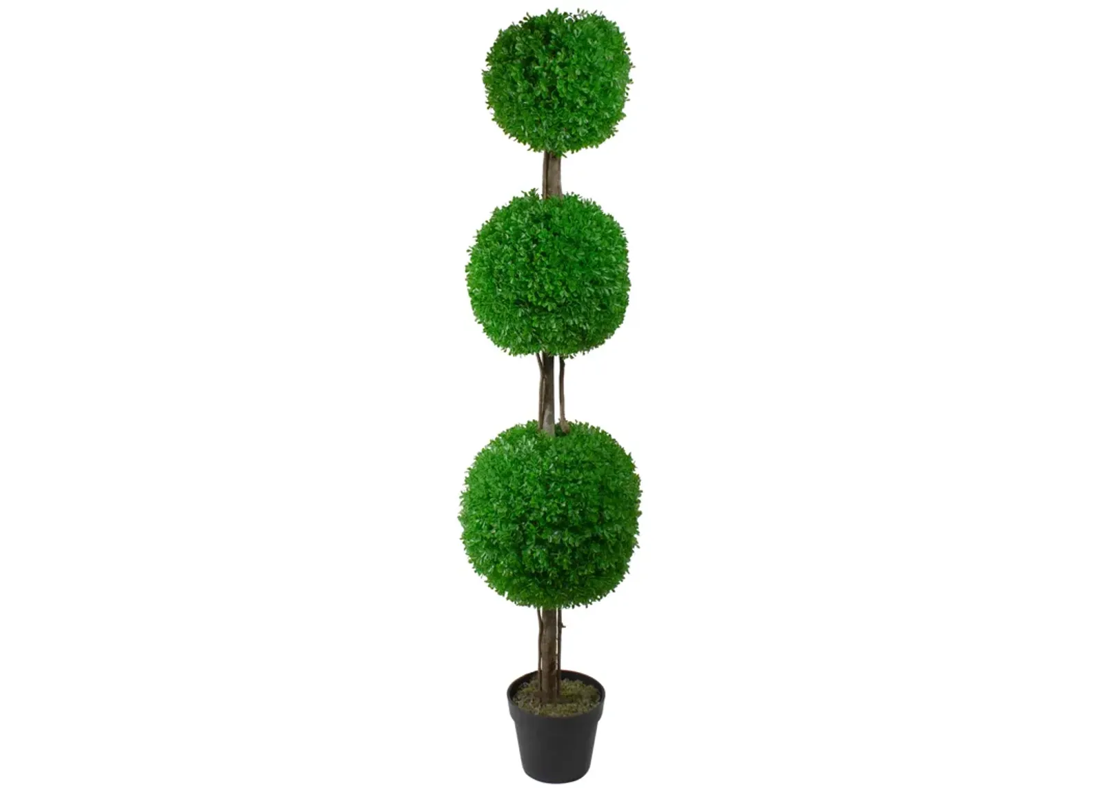 60" Triple Sphere Artificial Boxwood Topiary Potted Plant