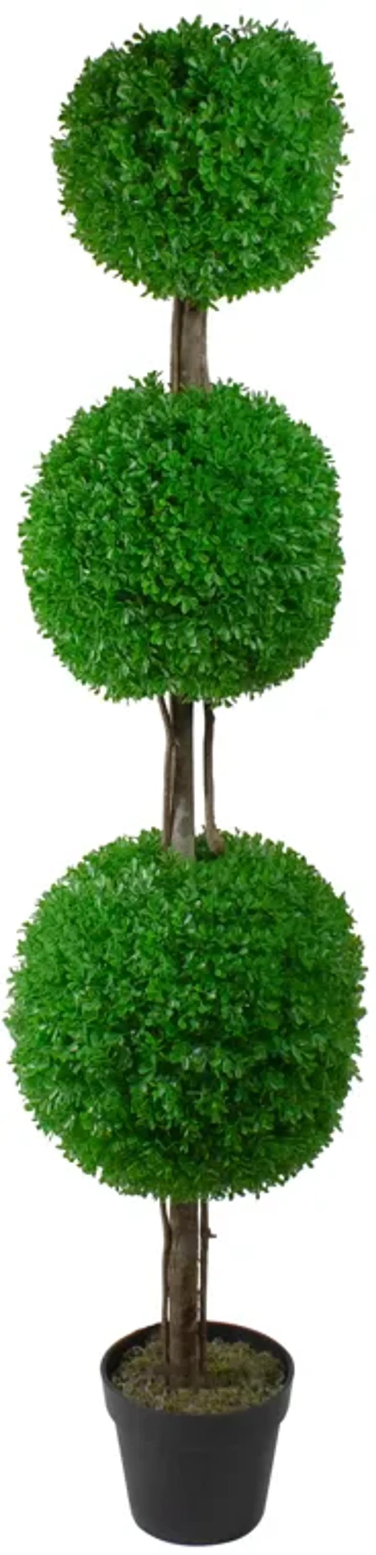 60" Triple Sphere Artificial Boxwood Topiary Potted Plant