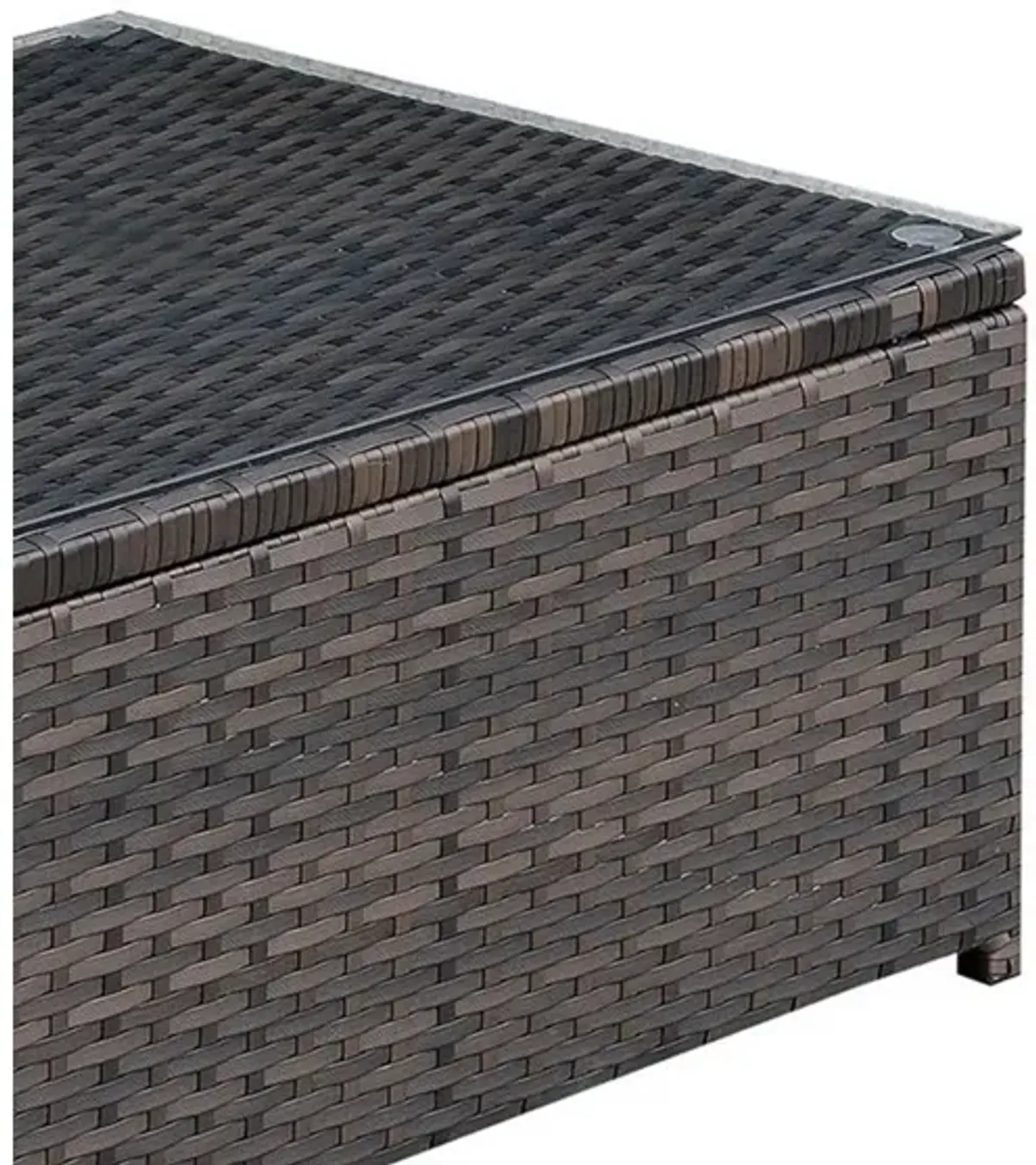 Rectangular Faux Rattan and Aluminum Coffee Table with Glass Top, Brown-Benzara