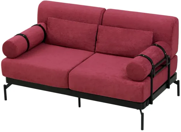 Merax Modern Loveseat Sofa with USB Ports 2-Seater Contemporary Couch with Cylindrical Armrests for Living Room