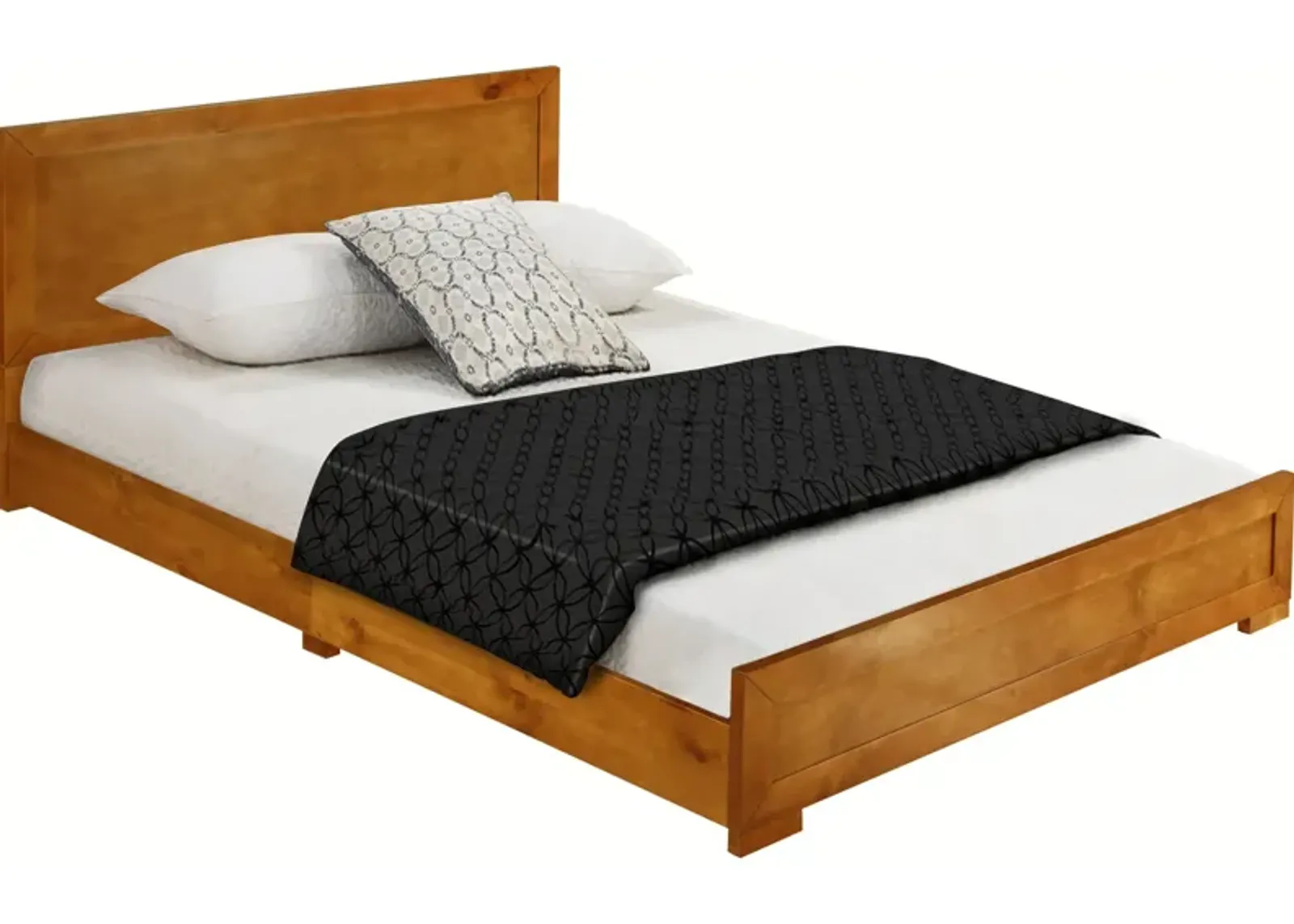 Trent Wooden Platform Bed in Oak, Queen