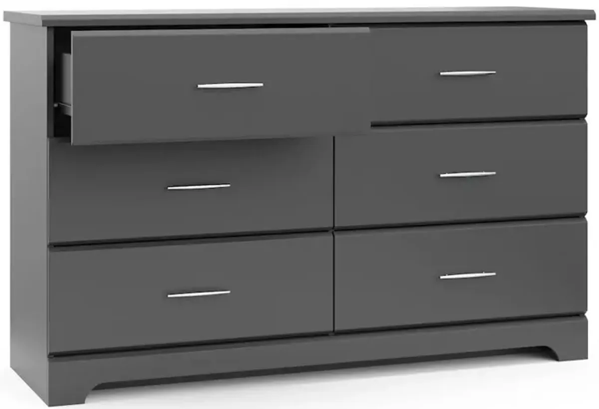 Storkcraft Brookside 6 Drawer Double Dresser (Pebble Gray)