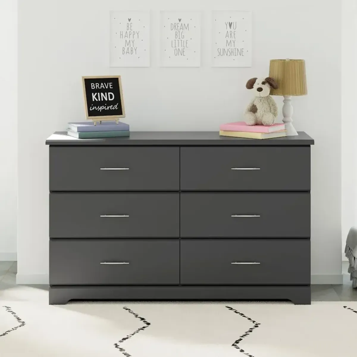 Storkcraft Brookside 6 Drawer Double Dresser (Pebble Gray)