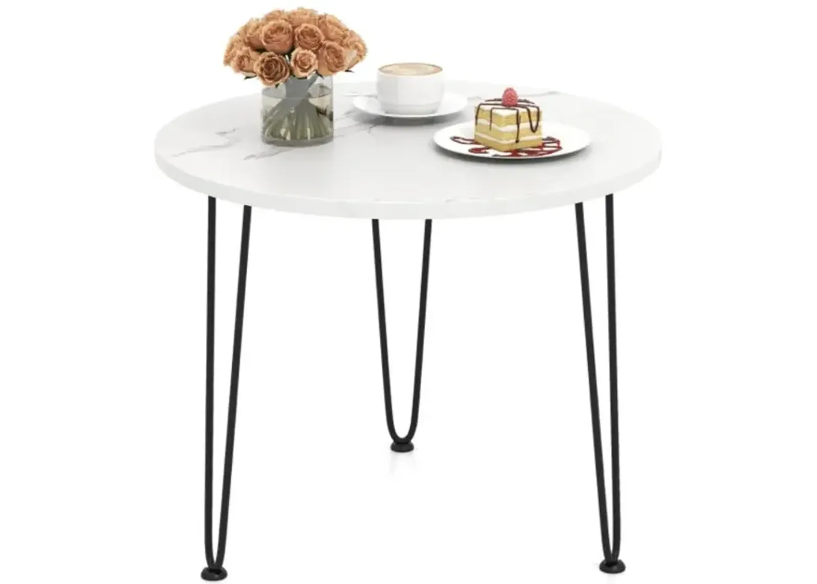 Hivvago Round End Table with Thickened Tabletop and Metal Tripod Legs