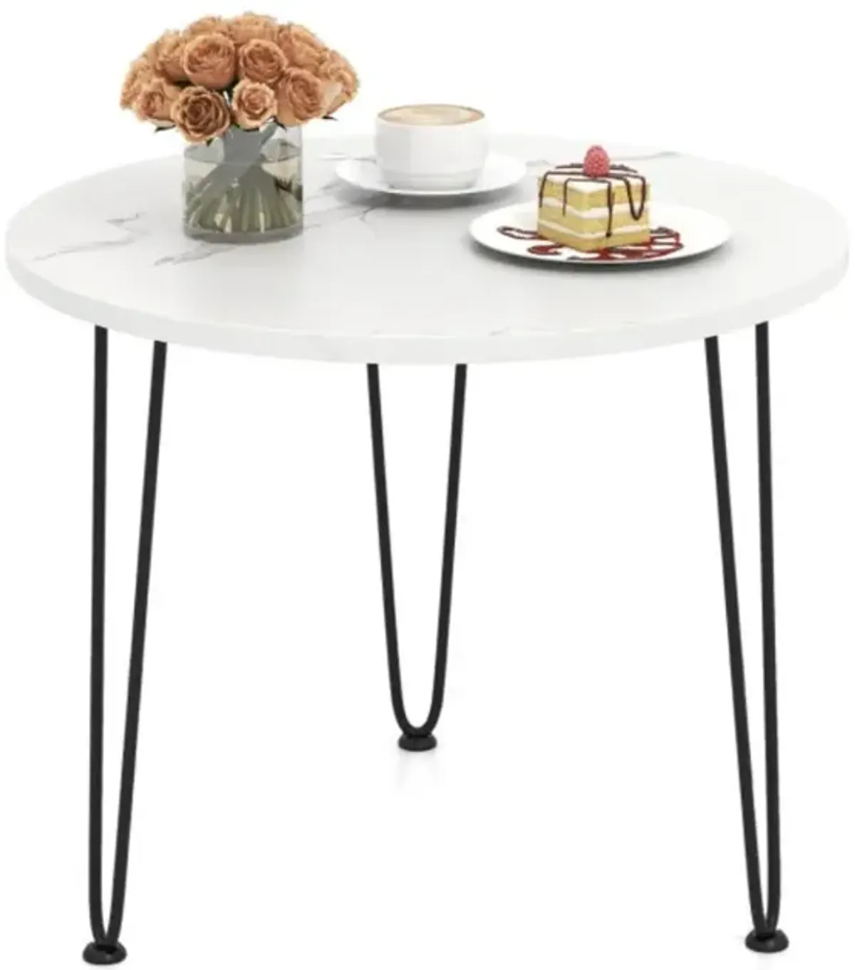 Hivvago Round End Table with Thickened Tabletop and Metal Tripod Legs