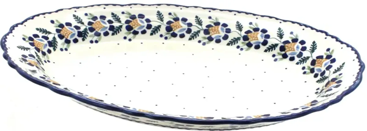 Blue Rose Polish Pottery Blue Violet Large Oval Serving Platter