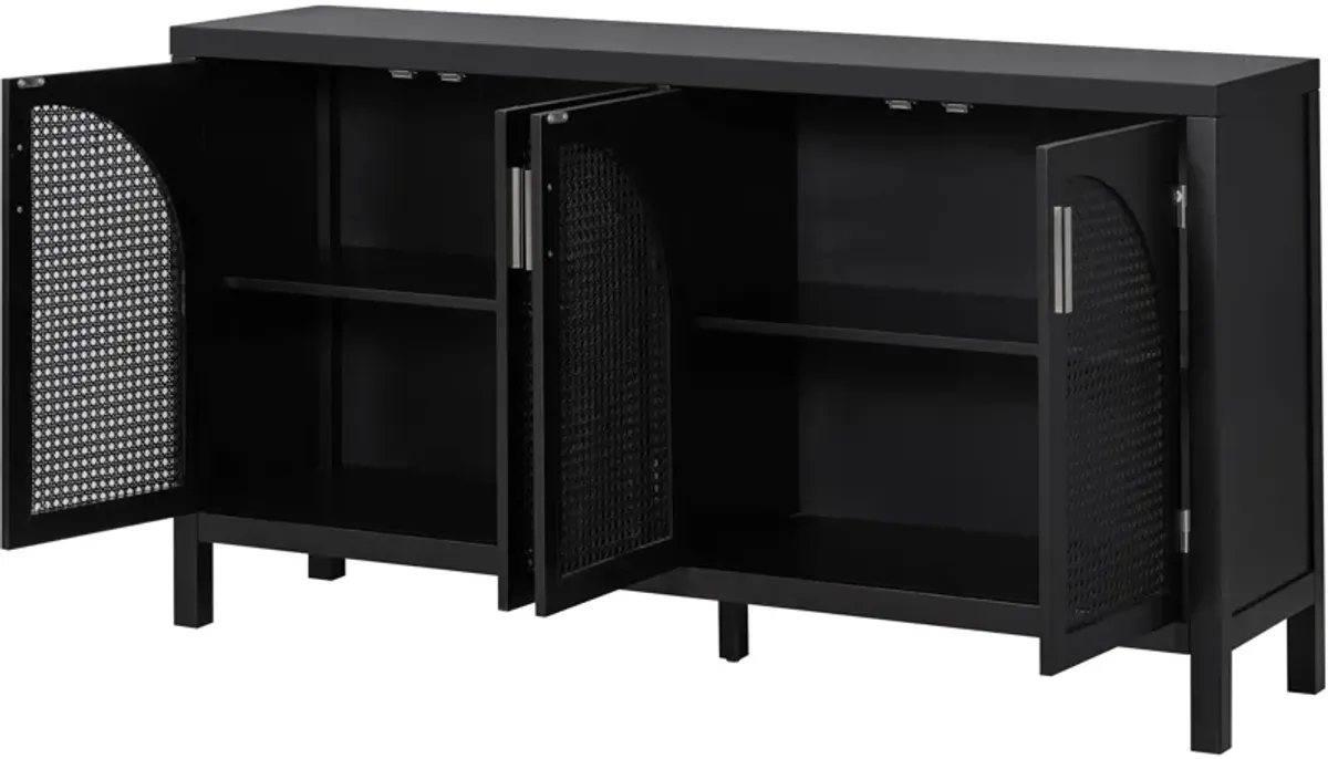 60" Kitchen Sideboard Storage Buffet Cabinet, Black