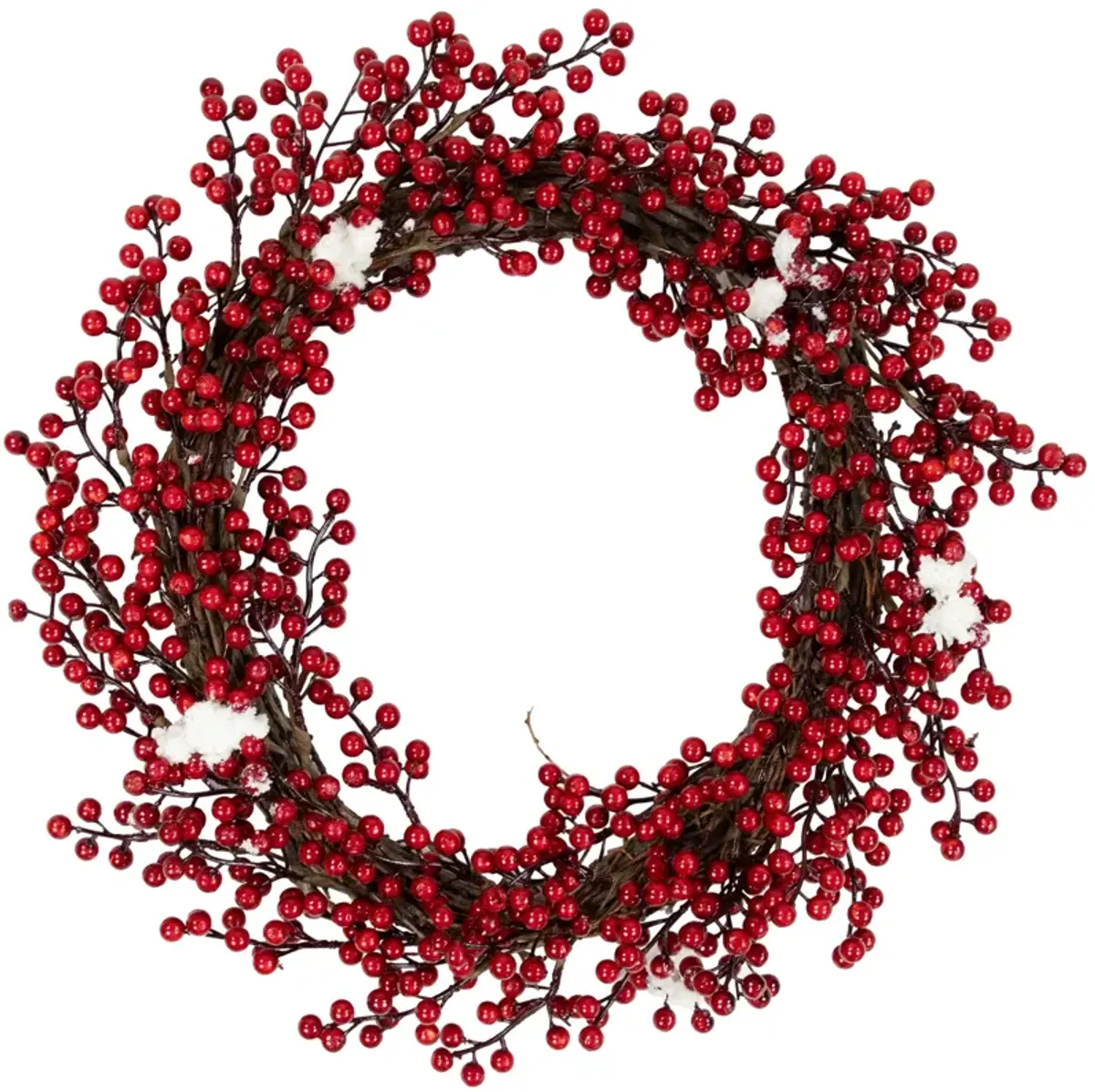Red Berry with Frosted Accents Artificial Christmas Wreath  18-Inch  Unlit