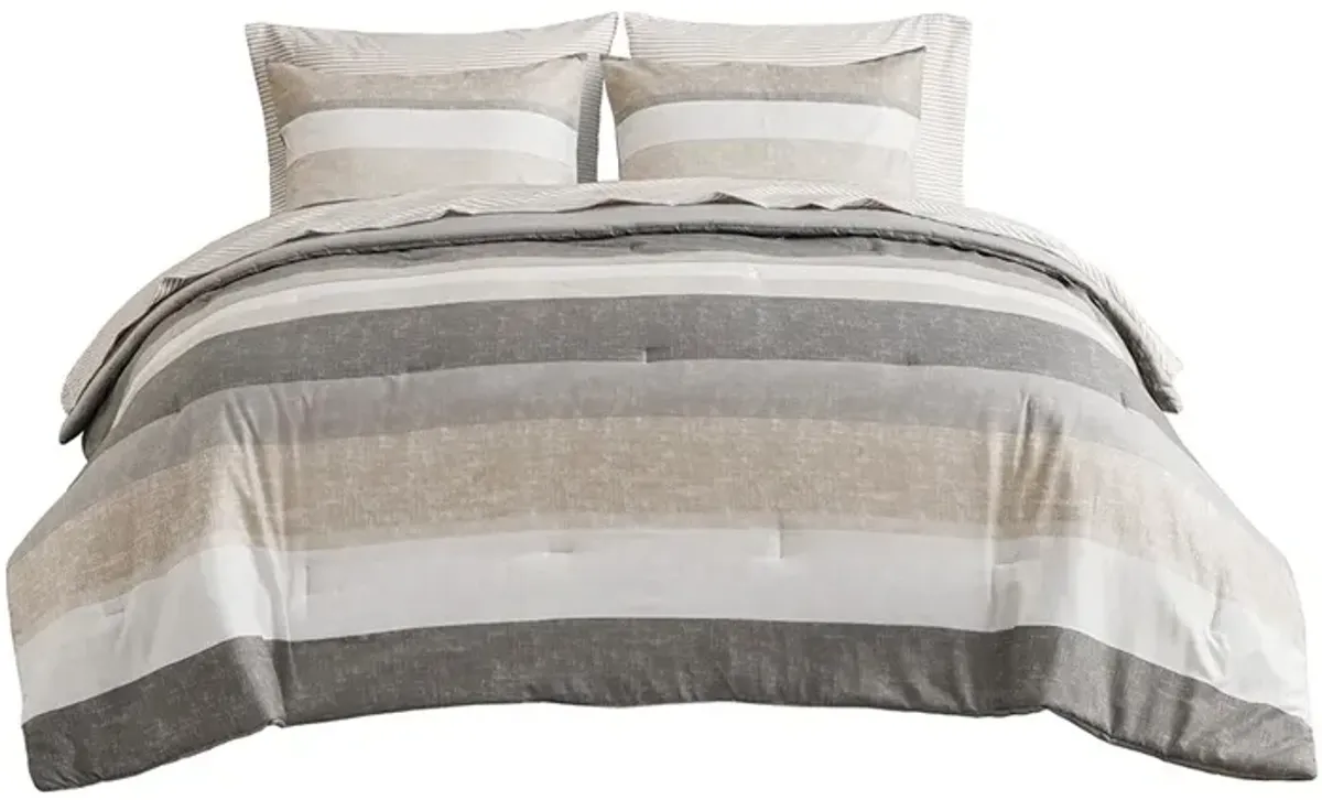 Gracie Mills Ware Striped Comforter Set with Bed Sheets