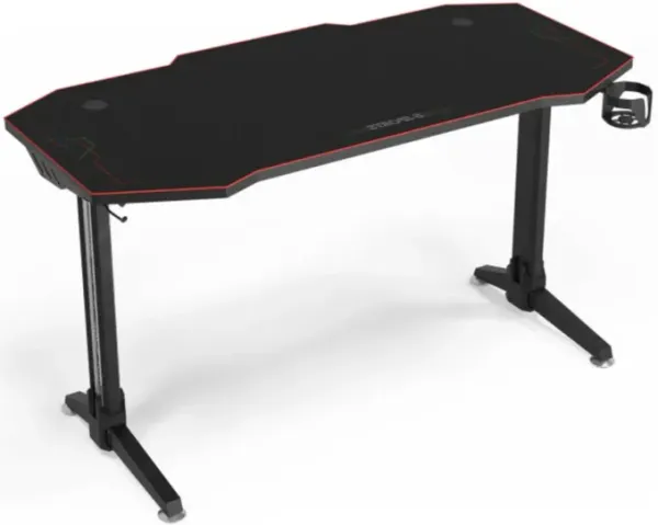 55 Inches T-shaped Computer Desk with Full Mouse Pad and LED Lights