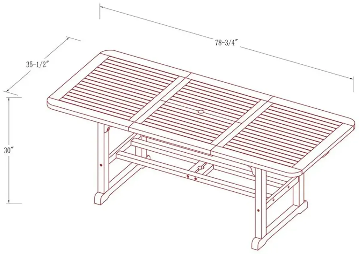 Belen Kox Brown Acacia Hardwood Extendable Dining Table, Belen Kox