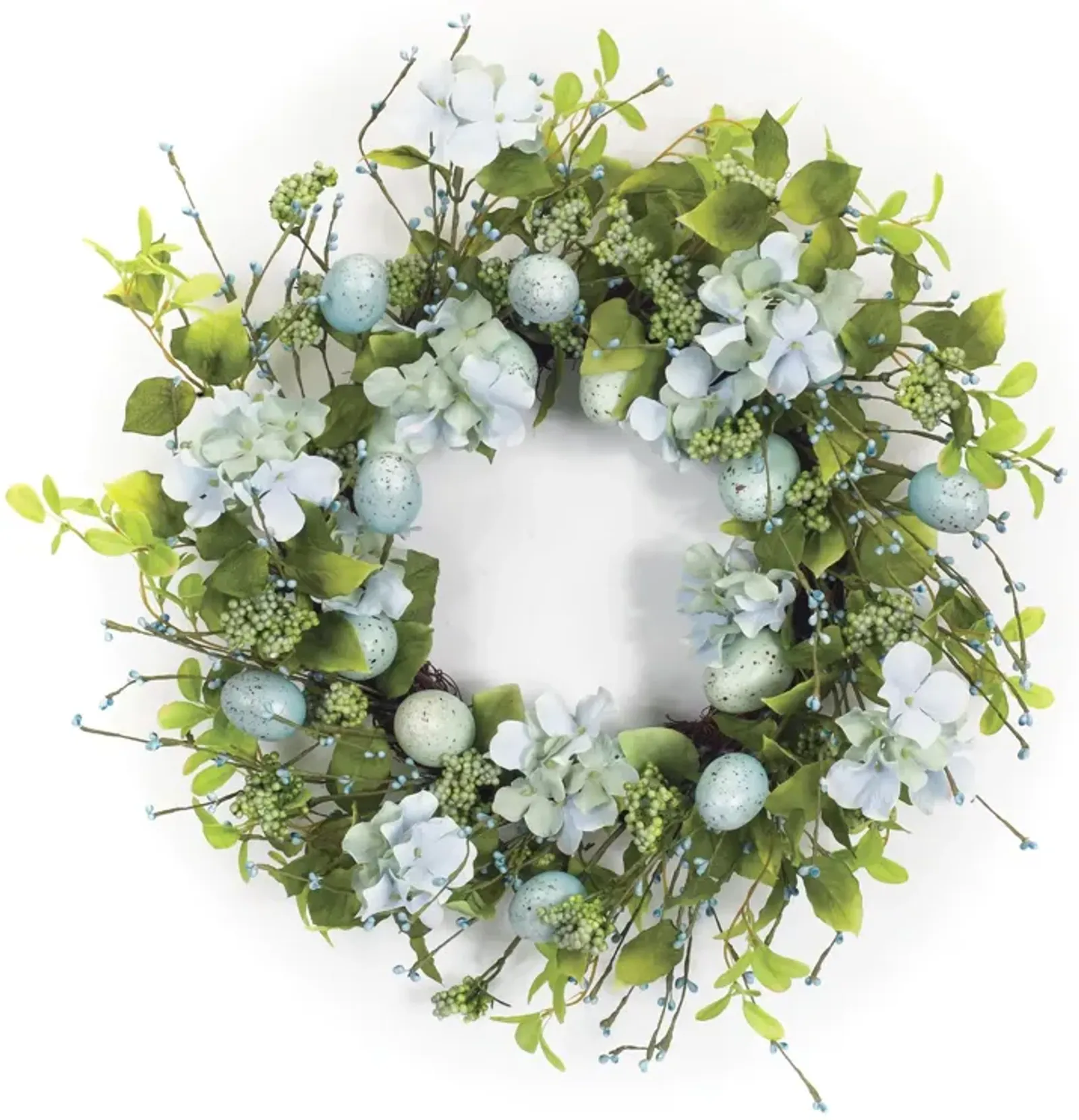 Egg and Floral Wreath – Springtime Décor with Elegant Floral and Easter Accents for Home or Door