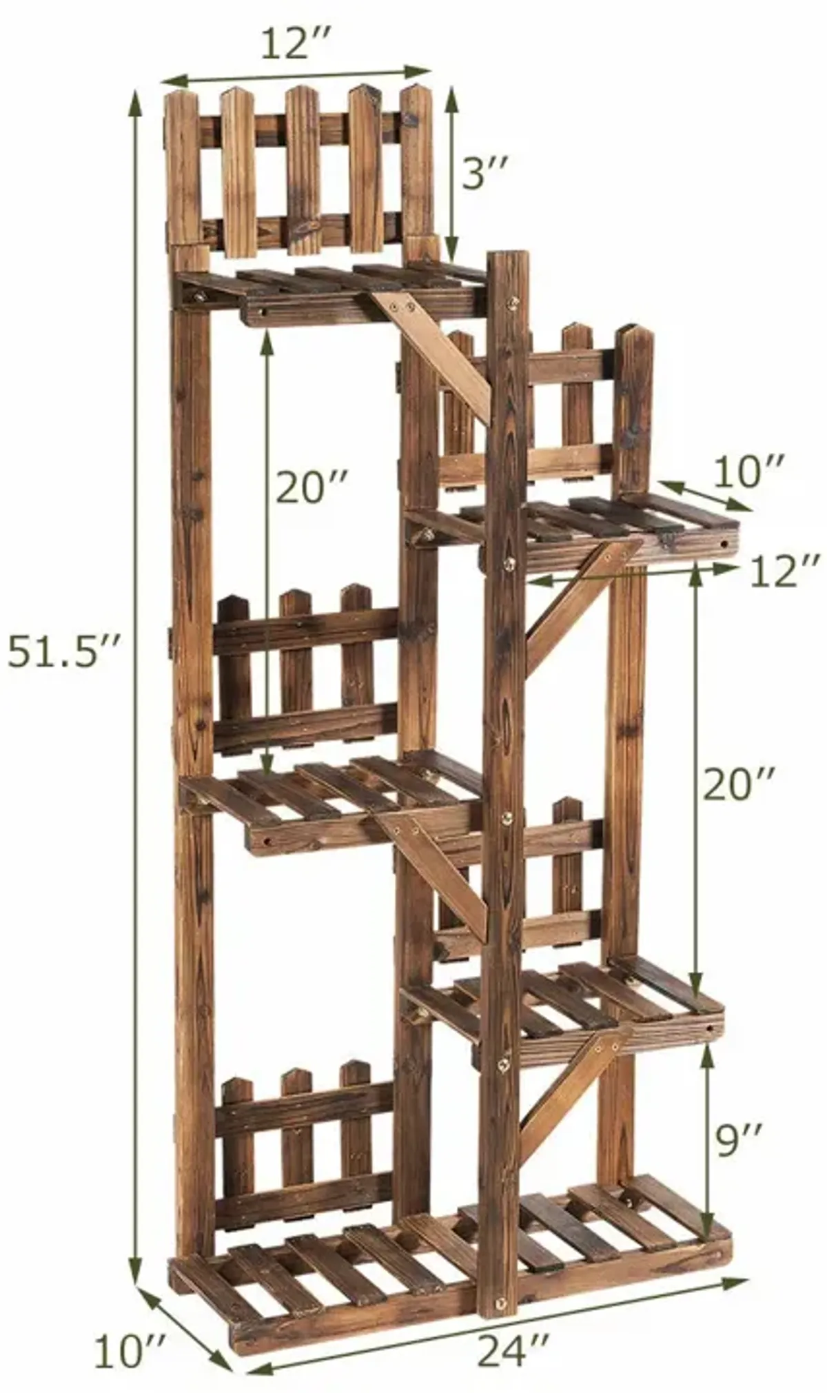 5-Tier Flower Rack Wood Plant Stand 6 Pots Display Shelf