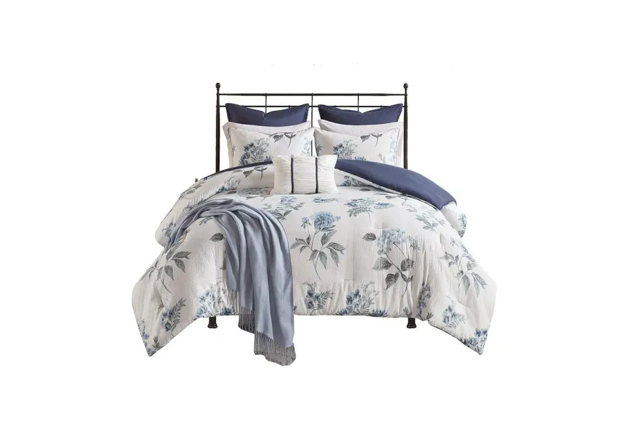 Belen Kox Floral Seersucker 7 Piece Comforter Set with Throw Blanket, Belen Kox