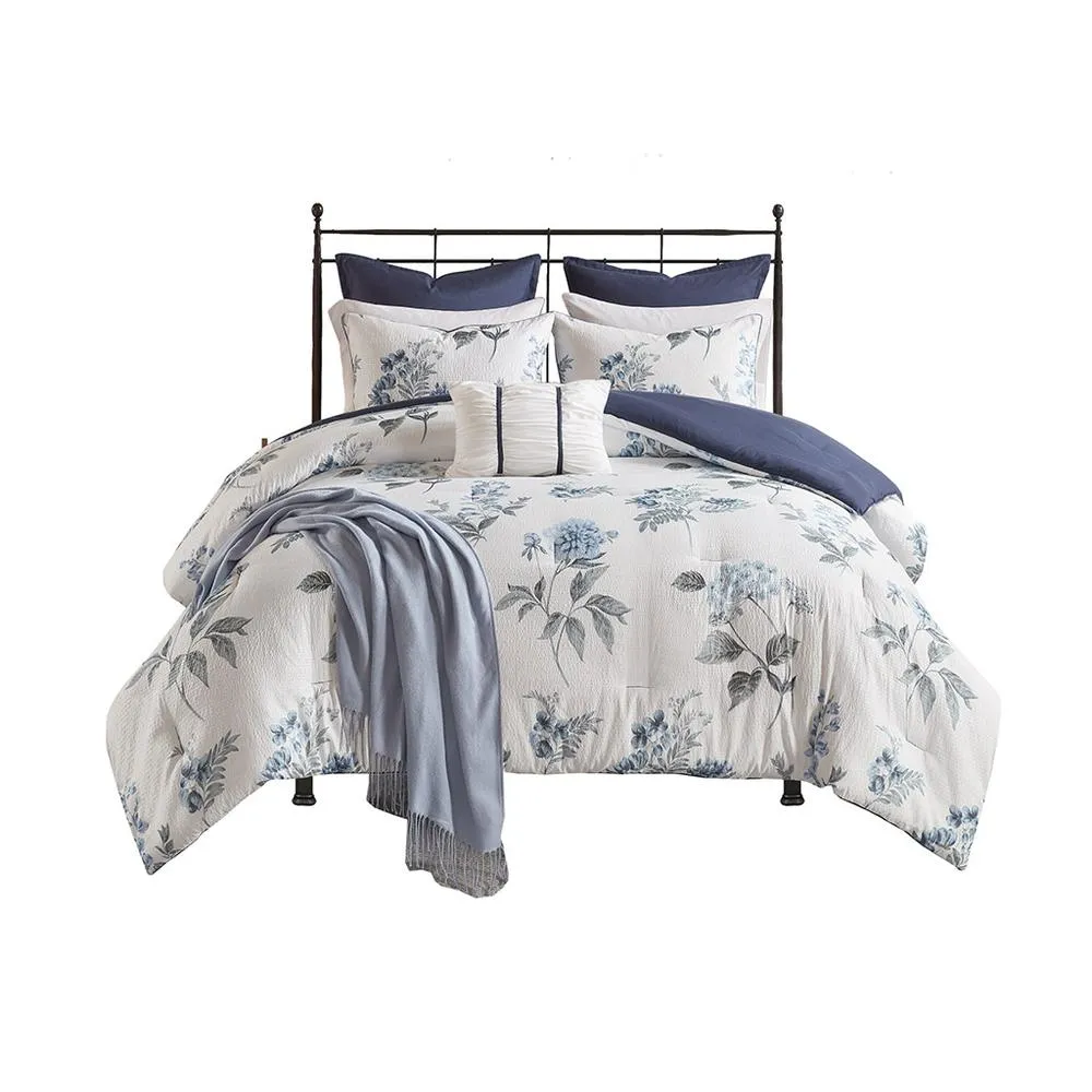 Belen Kox Floral Seersucker 7 Piece Comforter Set with Throw Blanket, Belen Kox