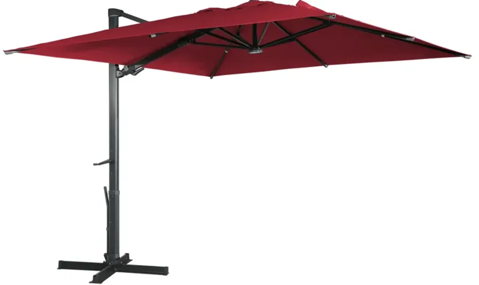 MONDAWE 10ft Square Solar LED Cantilever Patio Umbrella for Outdoor Shade