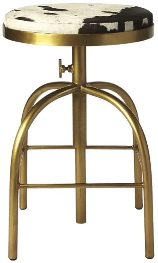 Hivvago Black Off White and Gold Iron Backless Adjustable Height Swivel Bar Chair