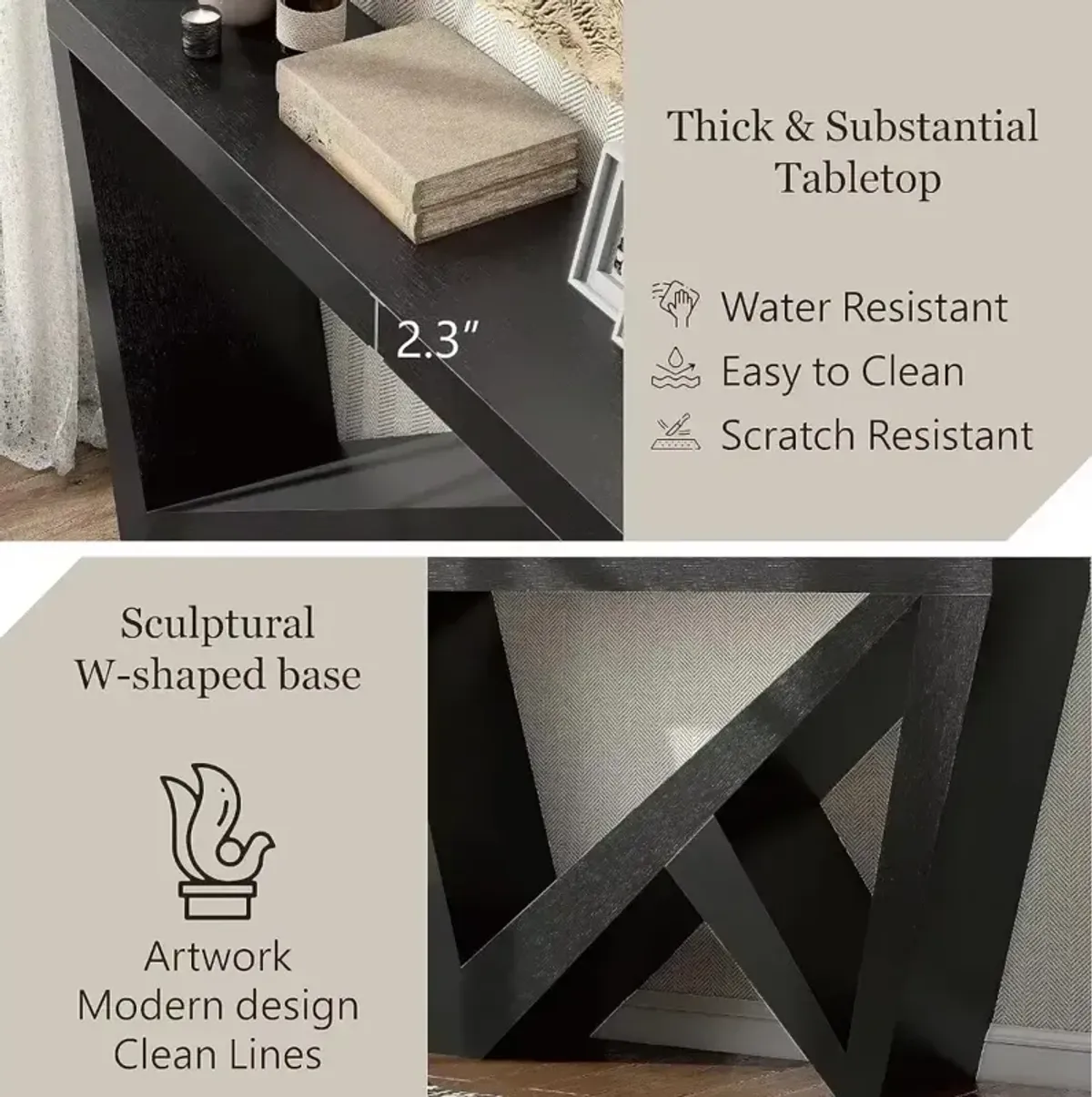 Modern Decorative Accent Console Table with W-Shaped Legs,Wood Entryway Furniture for Living Room, Hallway, Entrance,Small Space