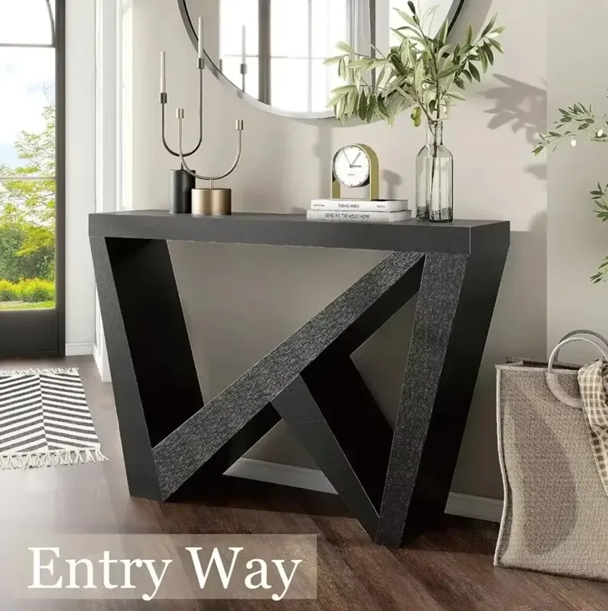 Modern Decorative Accent Console Table with W-Shaped Legs,Wood Entryway Furniture for Living Room, Hallway, Entrance,Small Space