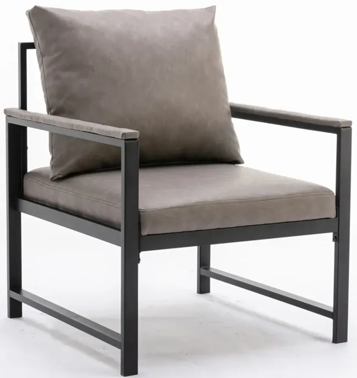 Hivvago Single Sofa Faux Leather Accent Chair with Powder Coated Metal Legs