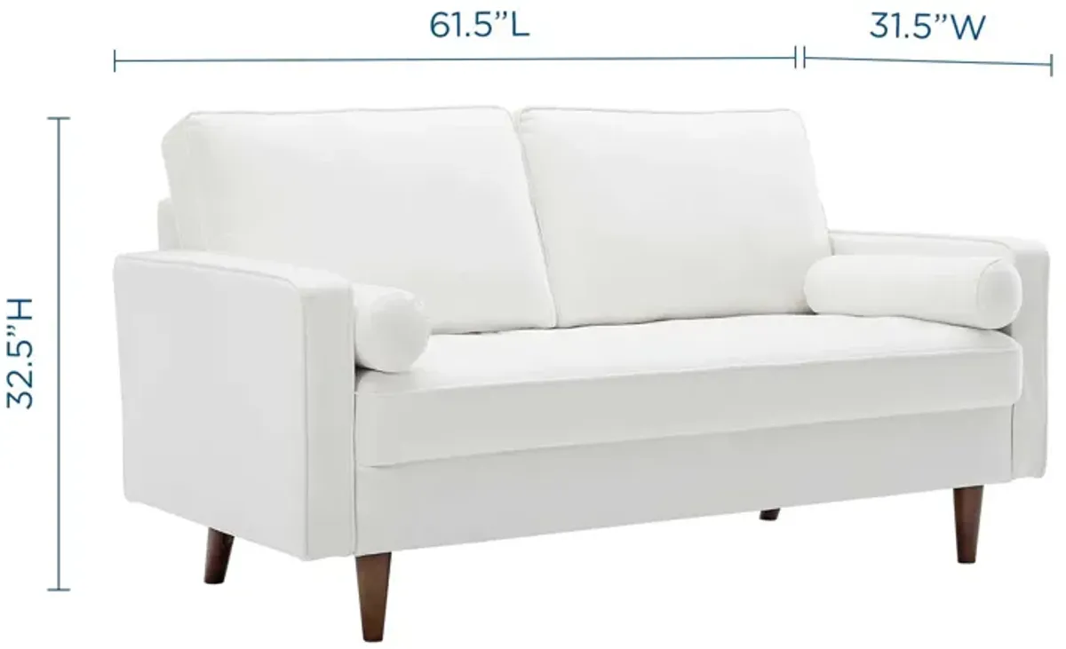 Valour Performance Velvet Loveseat White