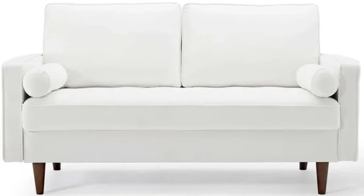 Valour Performance Velvet Loveseat White