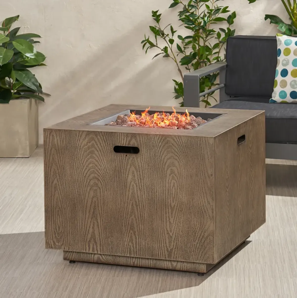 50,000 BTU Durable Iron Fire Pit Table with Powder-Coated Frame