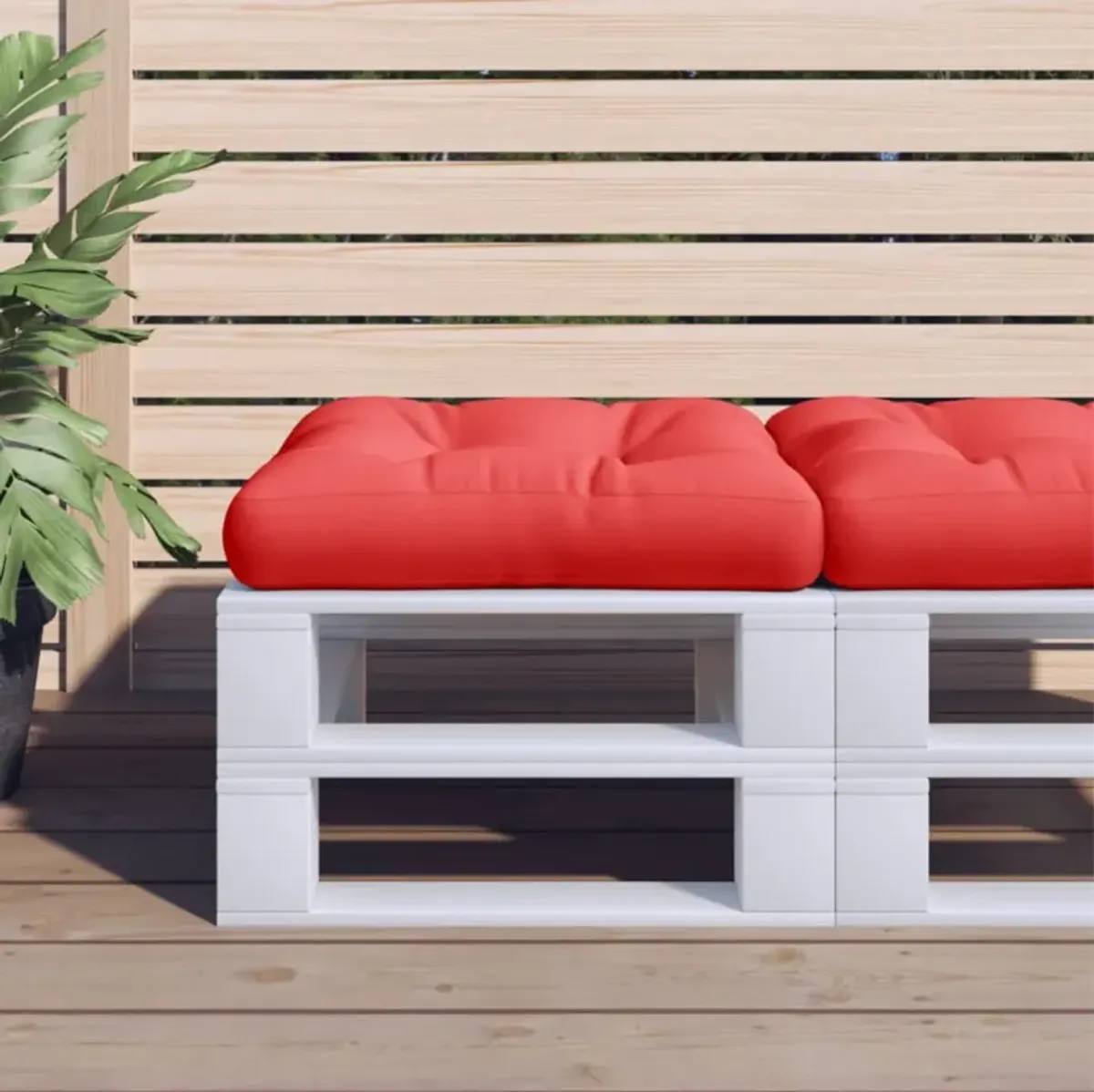 vidaXL Pallet Cushion Red 19.7"x19.7"x4.7" - Hollow Fiber Filled, Weather-Resistant Polyester for Garden/Patio Furniture & Indoor Sofa Seating