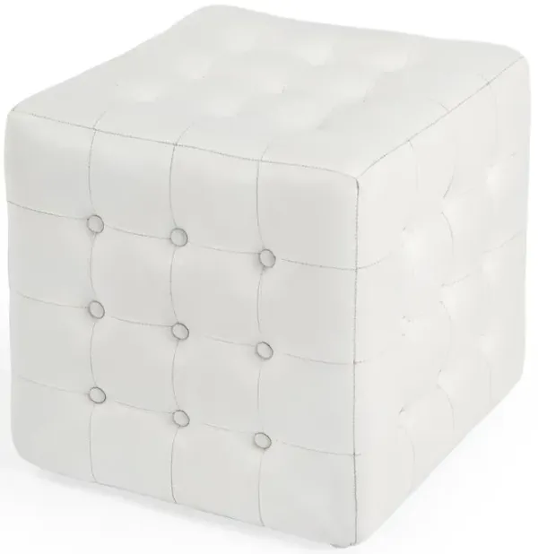Butler Specialty Leon Leather Cube Ottoman, White