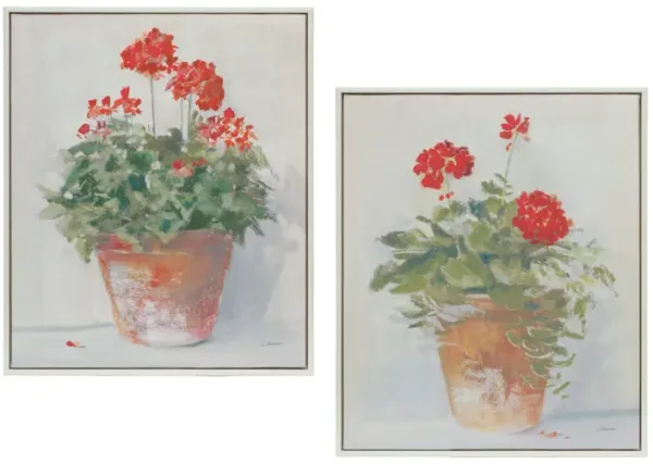 Framed Potted Geranium Print (Set of 2)