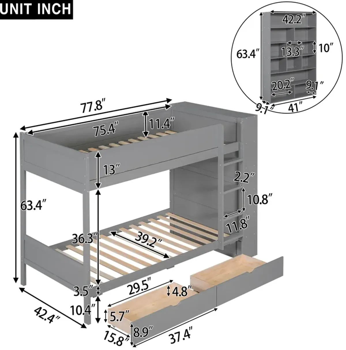 Merax Storage Bunk Bed With 2 Drawers