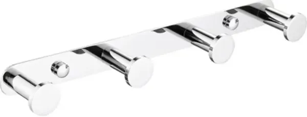 Matte Black Wall-Mounted Towel Hook Rack, 4 Stainless Steel Hooks