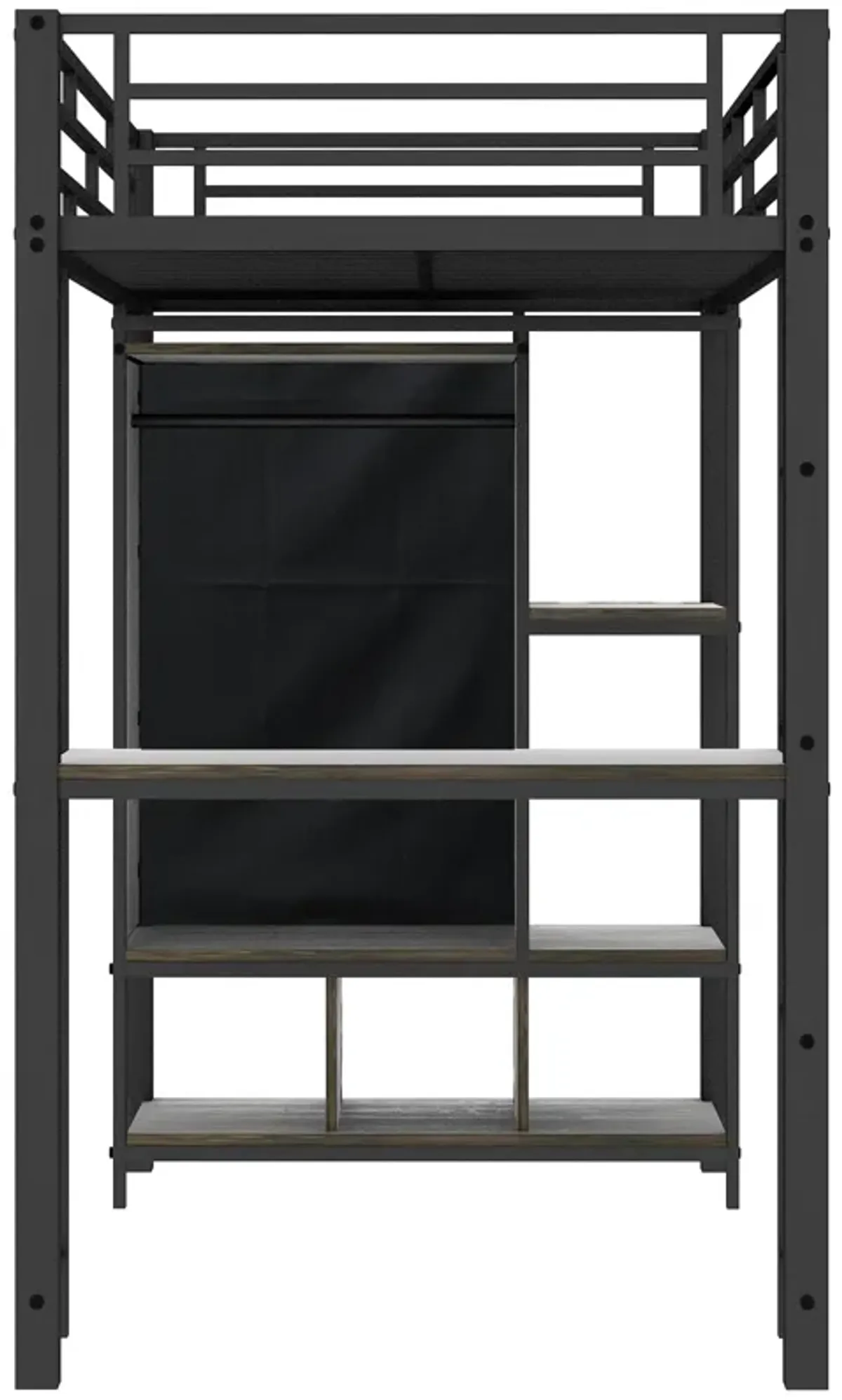 Merax Metal Loft Bed with Wardrobe and Desk