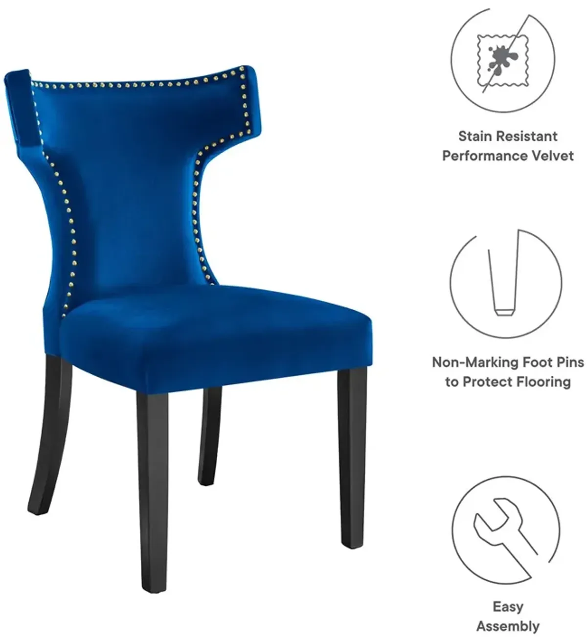 Curve Performance Velvet Dining Chairs - Set of 2