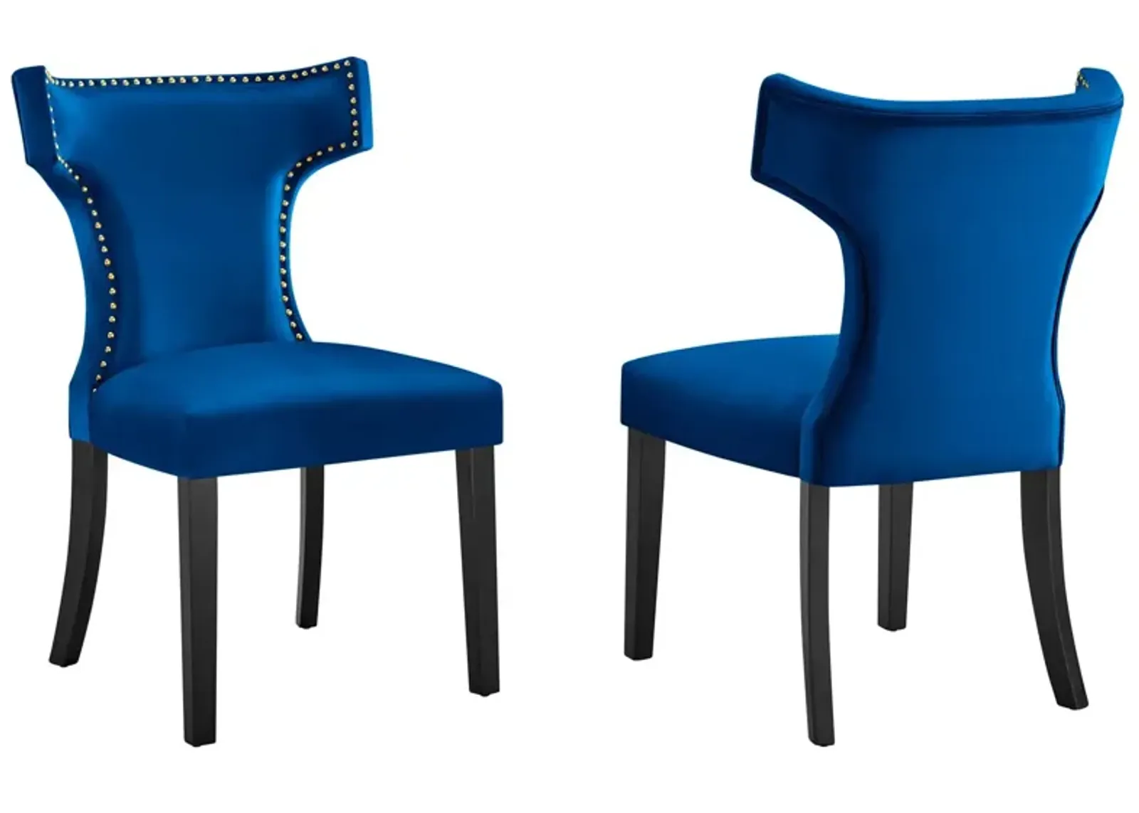 Curve Performance Velvet Dining Chairs - Set of 2