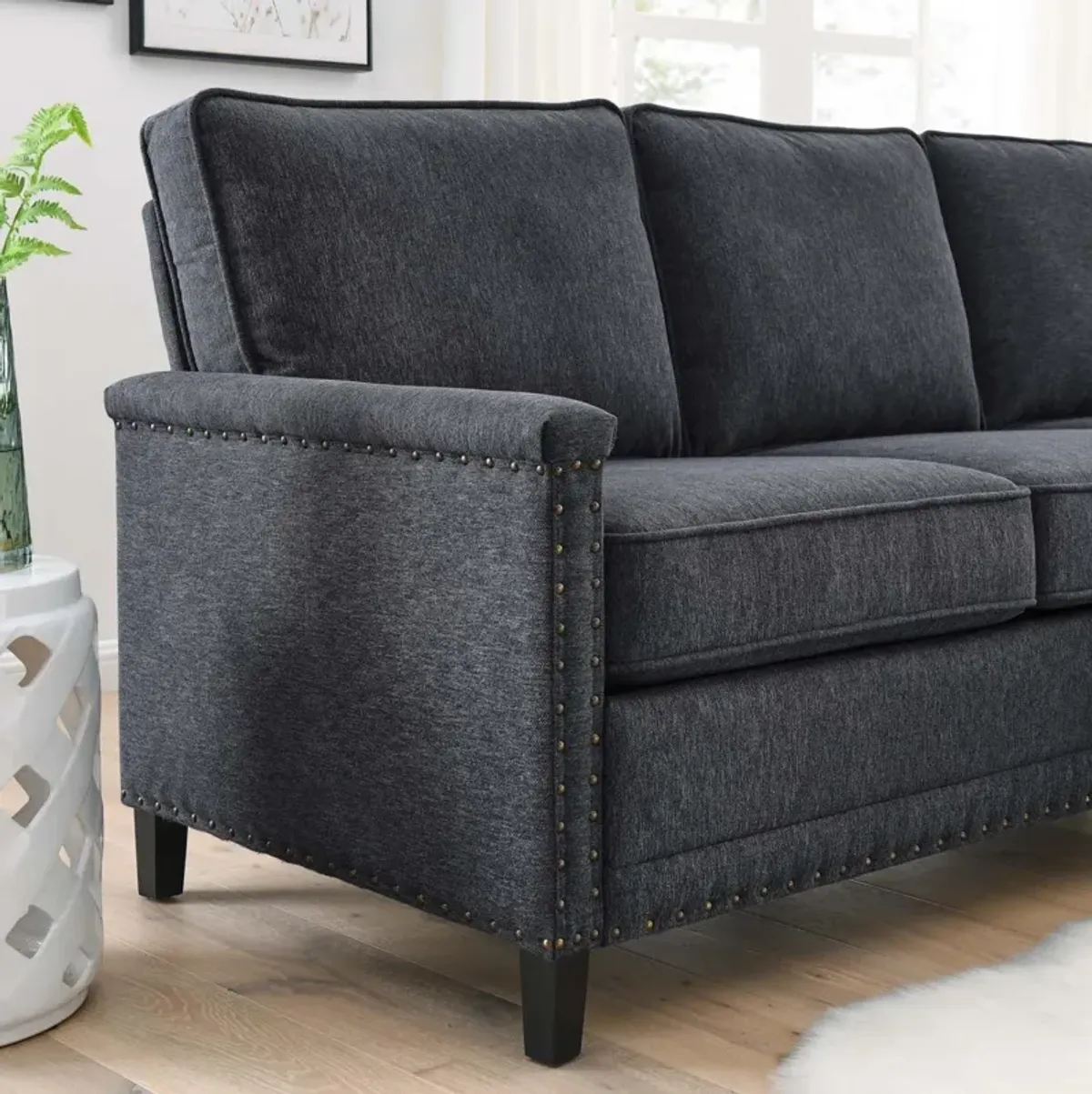 Modway Ashton, Sectional Sofa, Charcoal