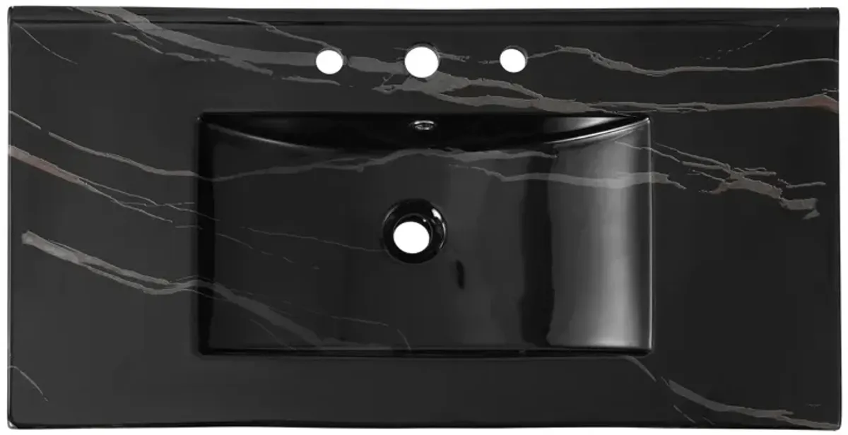 Ancillary 3-Hole Classic Contemporary Rectangular Ceramic Single Sink Basin Vanity Top