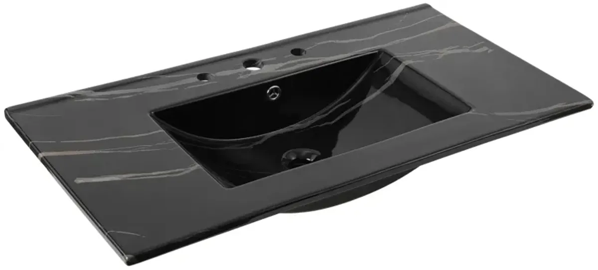 Ancillary 3-Hole Classic Contemporary Rectangular Ceramic Single Sink Basin Vanity Top