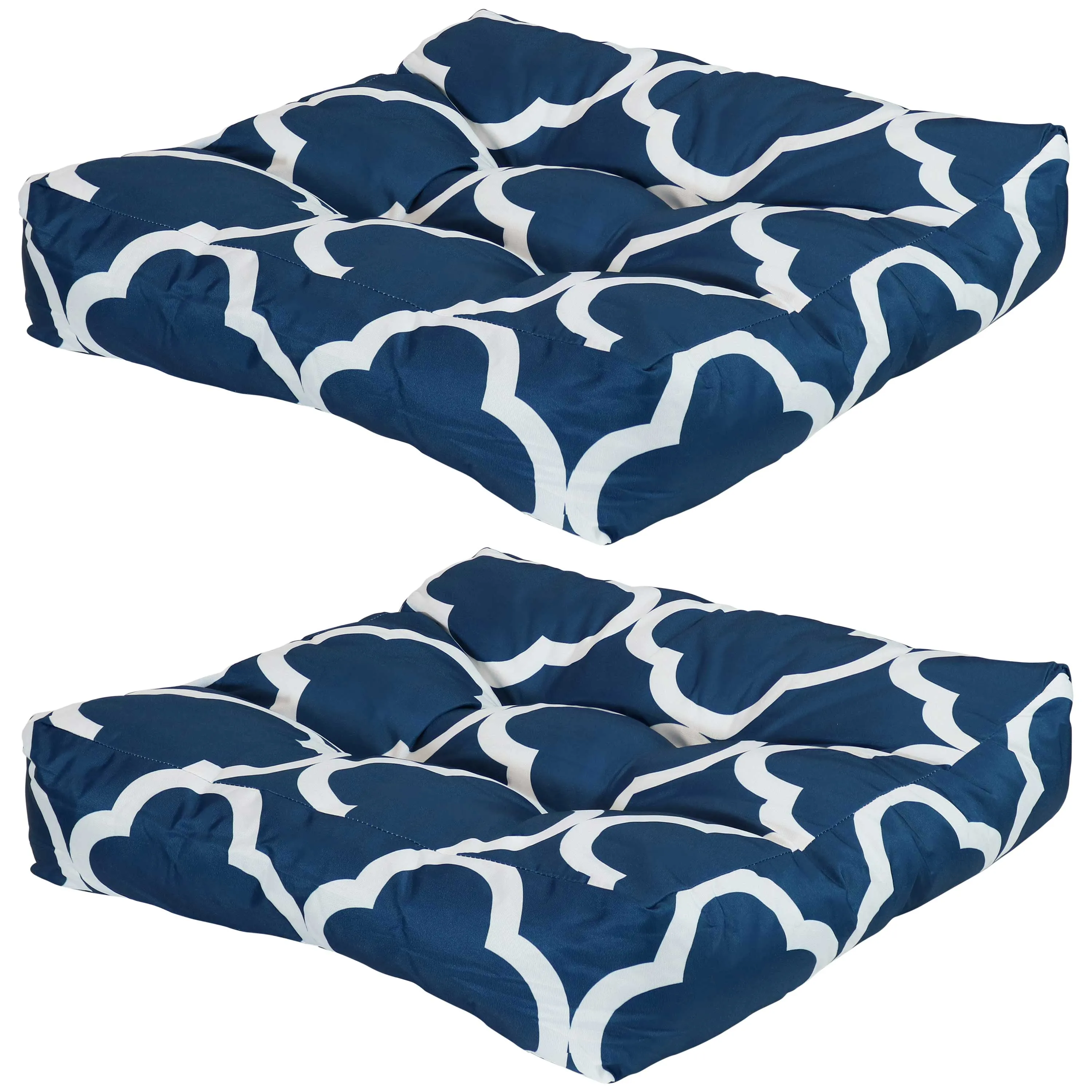 Sunnydaze Outdoor Square Tufted Seat Cushion - Set of 2