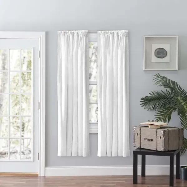 Ellis Eva Candlewick Floral High Quality Embroidery Tailored Panel Pair 3" Rod Pocket 56"x84" White