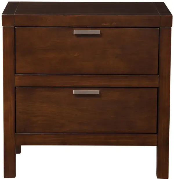 Minimalist Faux Wood Nightstand with 2 Drawers – Stylish Bedside Table