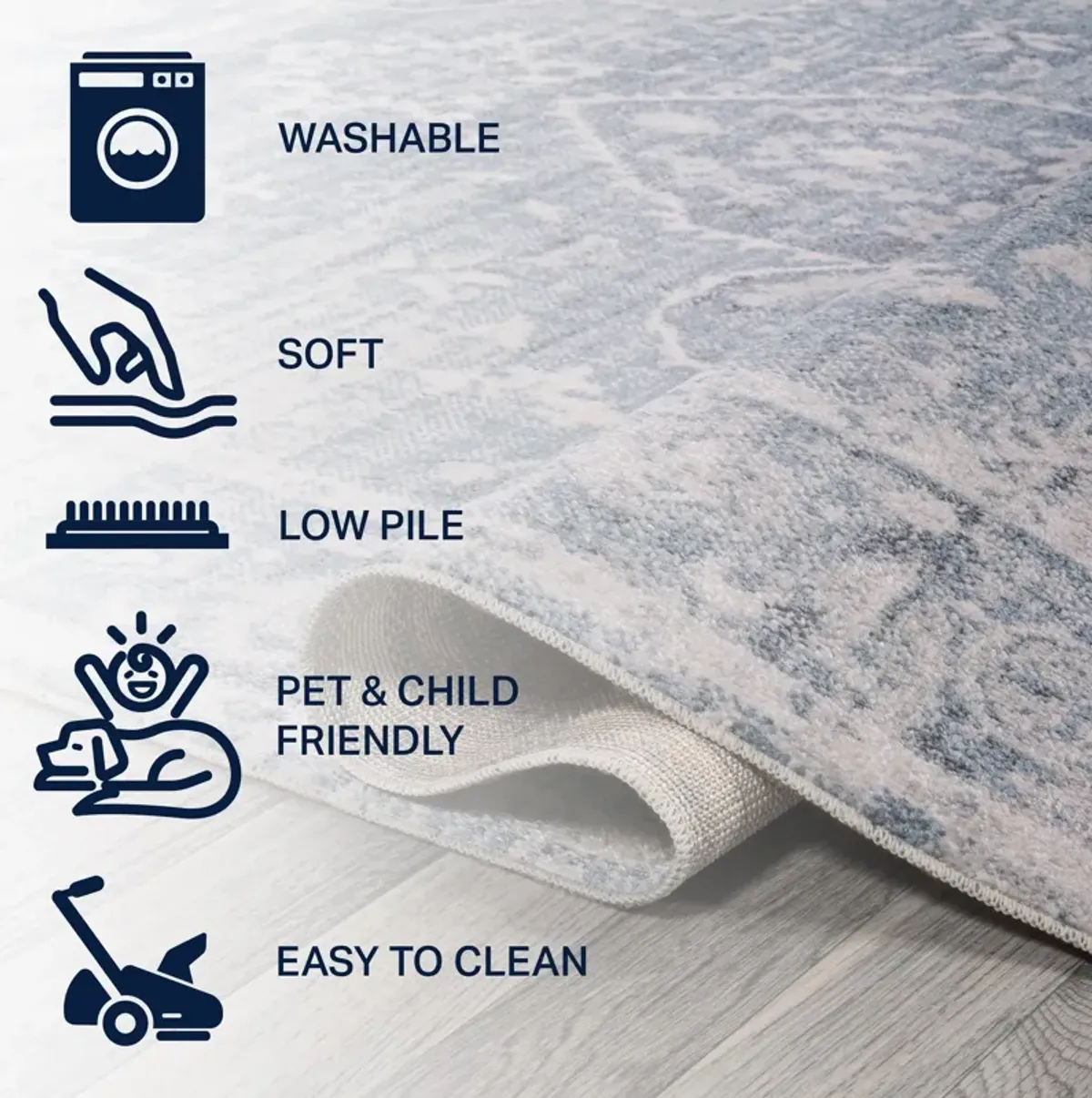 Shaii Global Medallion Low-Pile Machine-Washable Area Rug