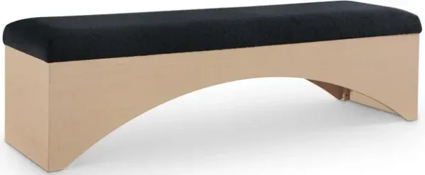 Meridian Furniture Lawson Black Velour Fur Fabric Bench