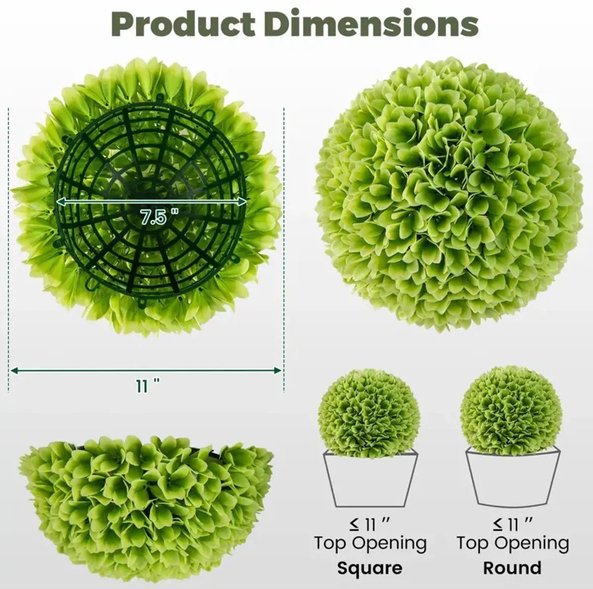 2-Piece Artificial Boxwood Topiary Balls for Faux Plant Decor in Home and Garden