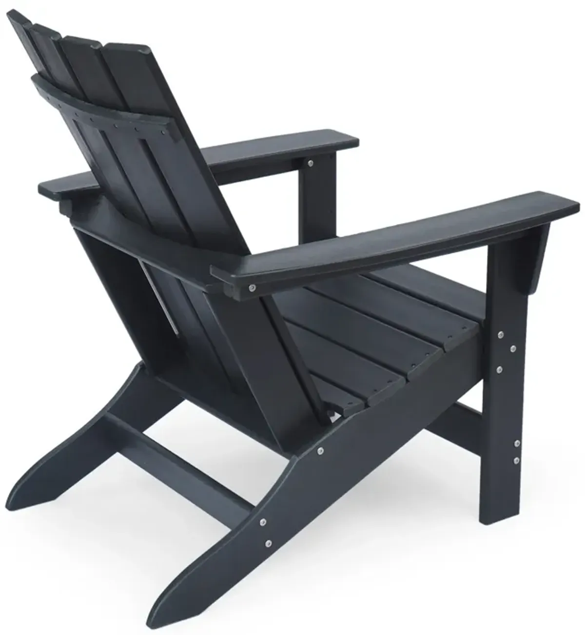 Elisa Outdoor Adirondack Chair, Waterfall Front, Slatted, Black Finish - Benzara