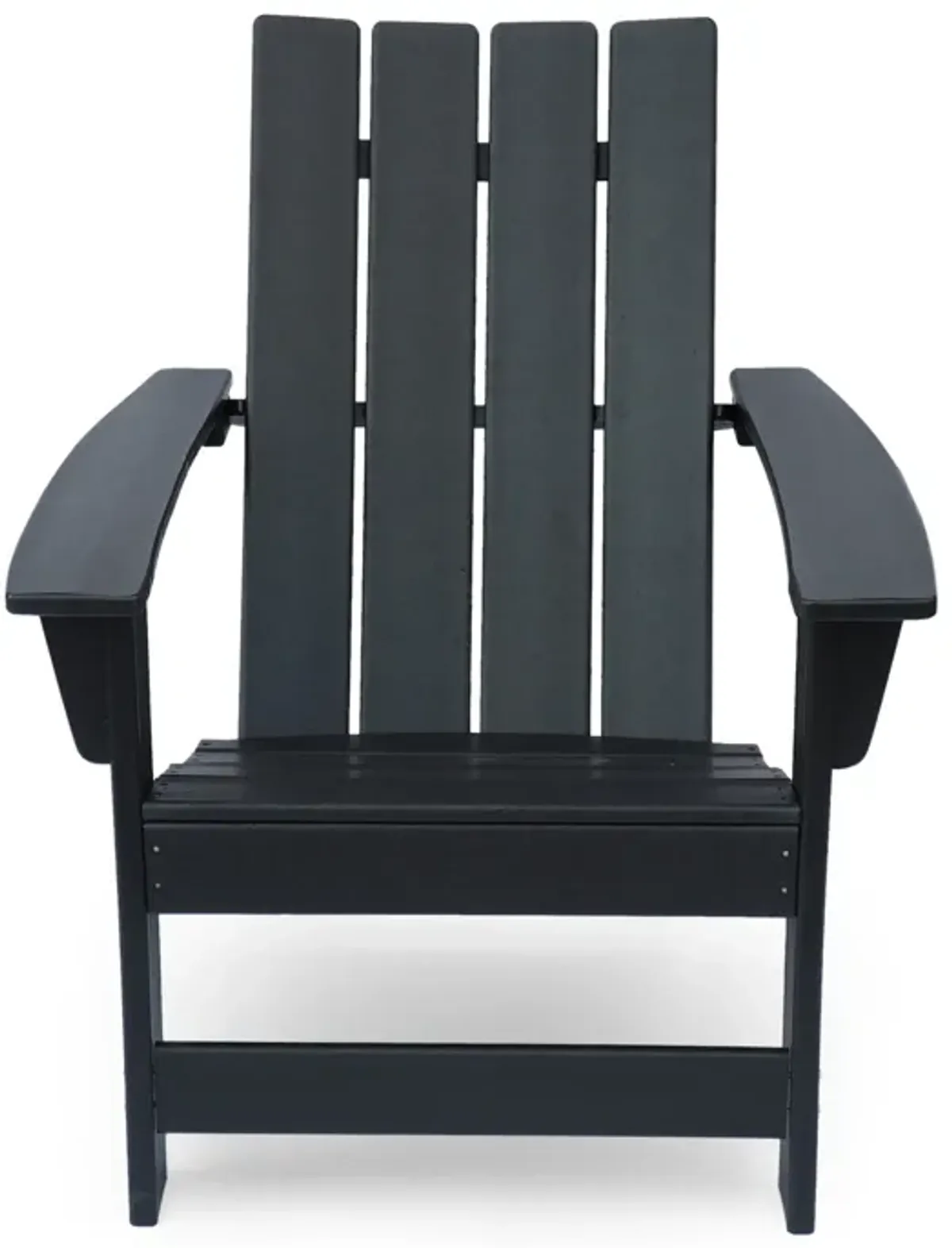 Elisa Outdoor Adirondack Chair, Waterfall Front, Slatted, Black Finish - Benzara