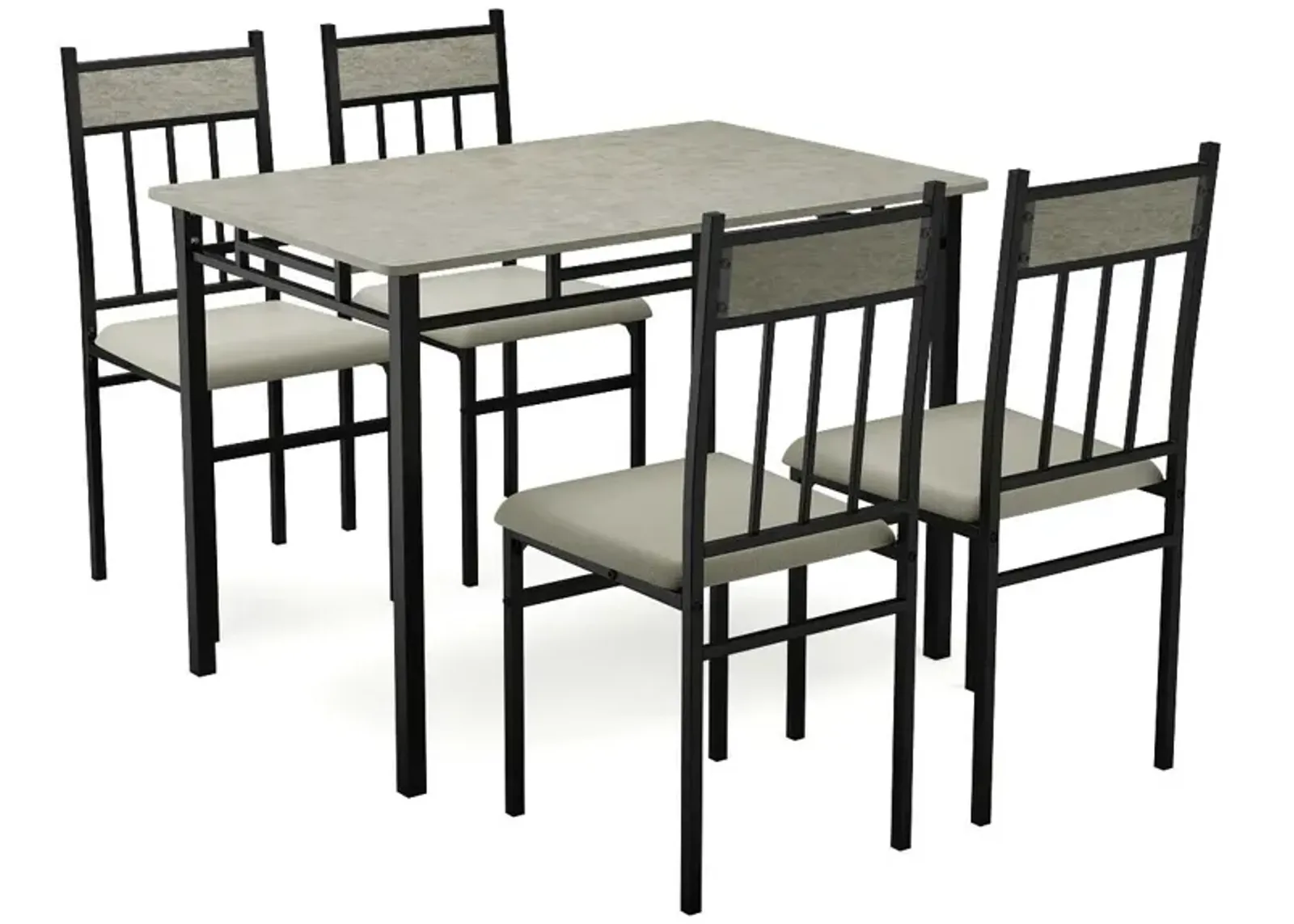 5 Pieces Faux Marble Dining Set Table with Solid Steel Frame