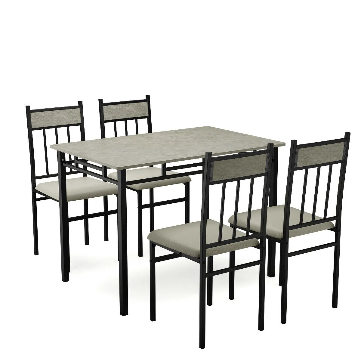 5 Pieces Faux Marble Dining Set Table with Solid Steel Frame